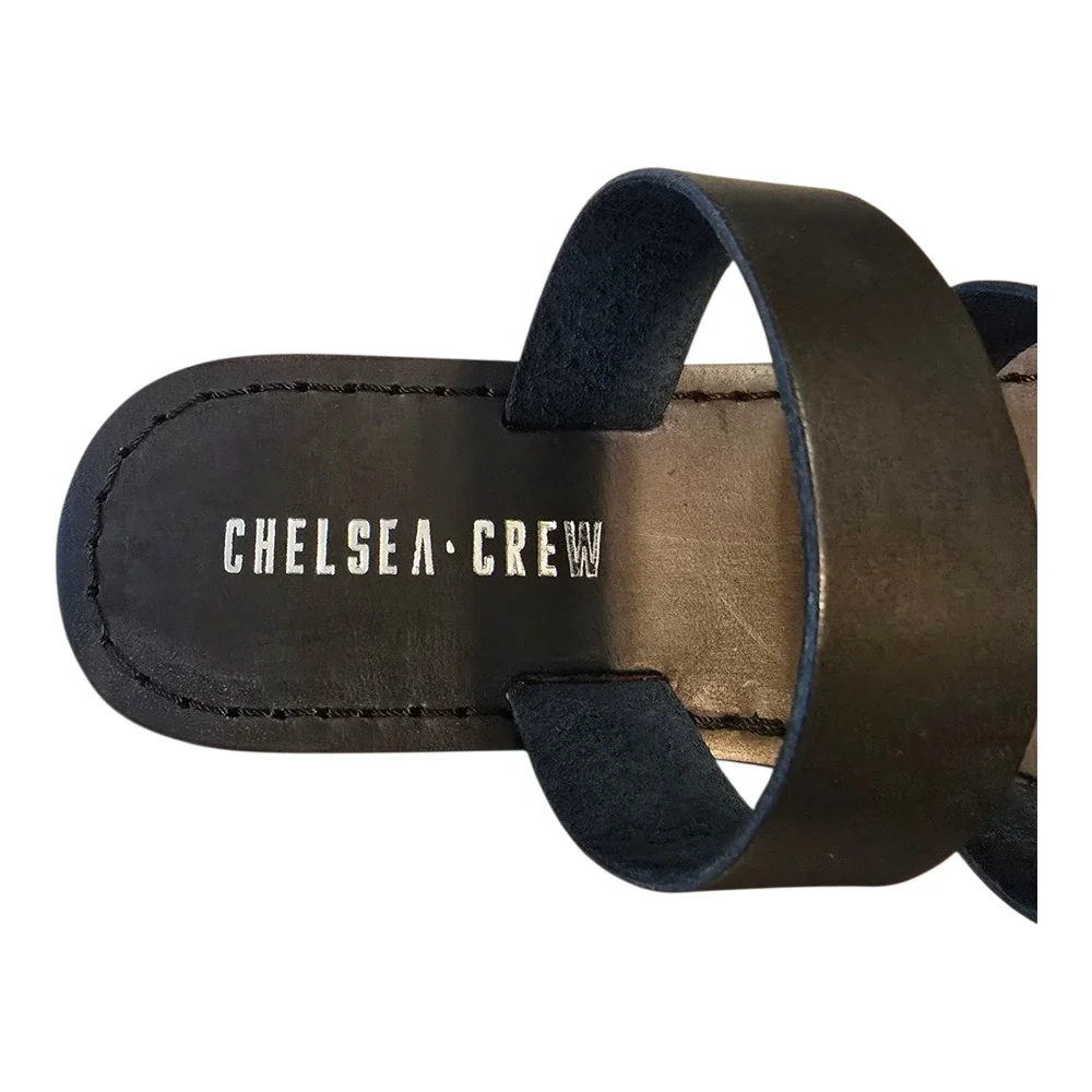 Chelsea Crew Trigg Leather Slide Sandal Womens Size 7 Black Vacation Beach NIB - Picture 4 of 11
